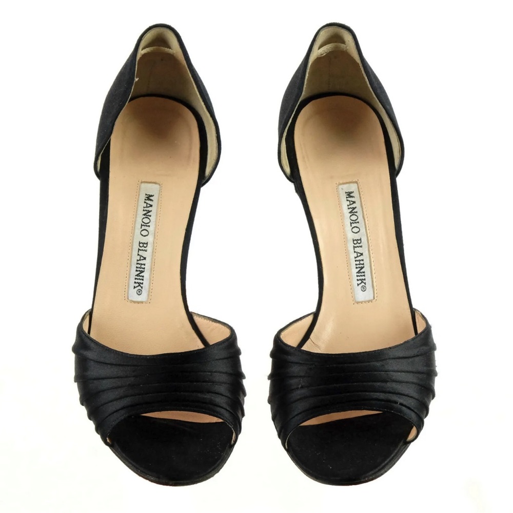 ✨HOST PICK✨ MANOLO BLAHNIK D’ORSAY SATIN HIGH HEEL PEEP TOE - Picture 2 of 5